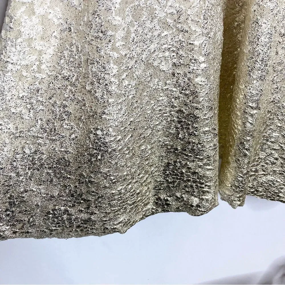 Free People Cream Lace Gold Metallic Ombre Dress Size Small